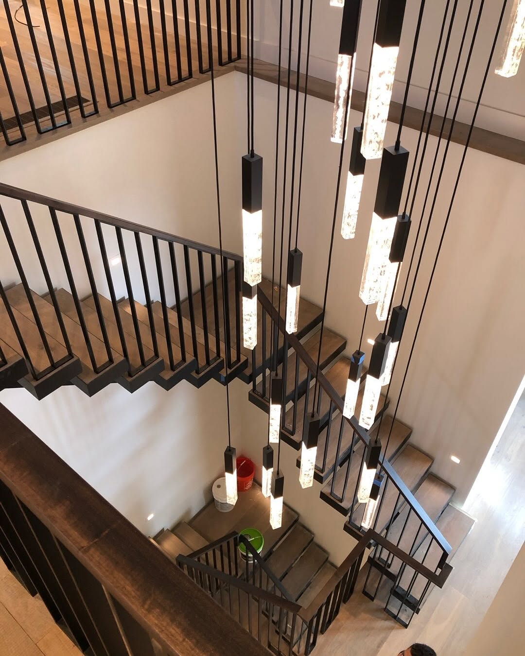 Modern black steel stair railing